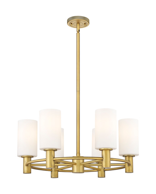 INNOVATIONS 434-6CR-BB-G434-7WH Crown Point 6 24 inch Chandelier Brushed Brass