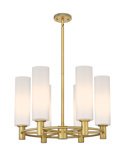 INNOVATIONS 434-6CR-BB-G434-12WH Crown Point 6 24 inch Chandelier Brushed Brass