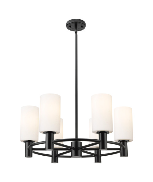 INNOVATIONS 434-6CR-BK-G434-7WH Crown Point 6 24 inch Chandelier Matte Black