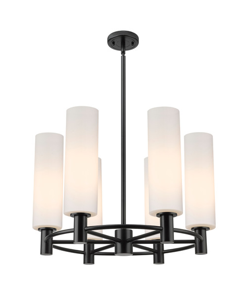 INNOVATIONS 434-6CR-BK-G434-12WH Crown Point 6 24 inch Chandelier Matte Black