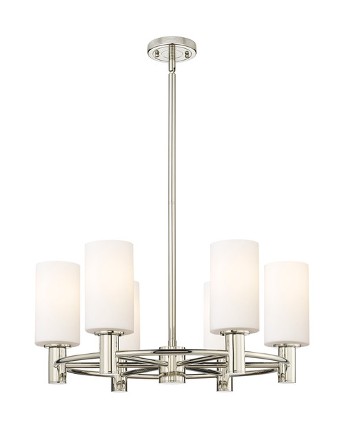 INNOVATIONS 434-6CR-PN-G434-7WH Crown Point 6 24 inch Chandelier Polished Nickel
