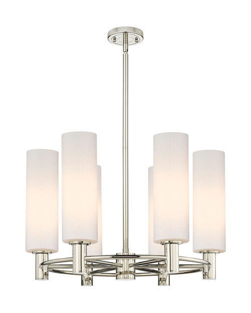 INNOVATIONS 434-6CR-PN-G434-12WH Crown Point 6 24 inch Chandelier Polished Nickel