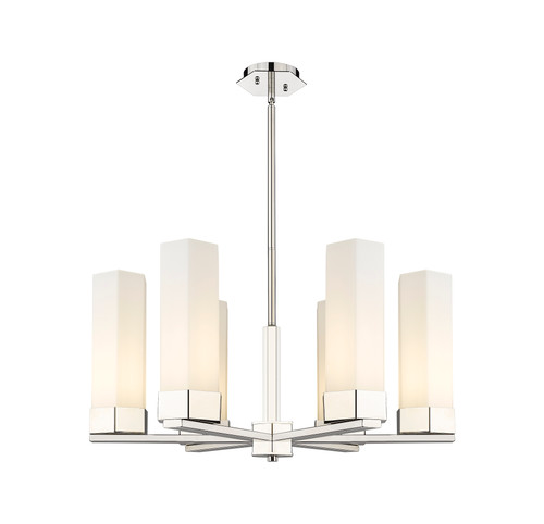 INNOVATIONS 427-6CR-PN-G427-14WH Claverack 6 28.375 inch Chandelier Polished Nickel