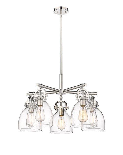 INNOVATIONS 410-5CR-PN-G412-7CL Newton Bell 5 26 inch Chandelier Polished Nickel