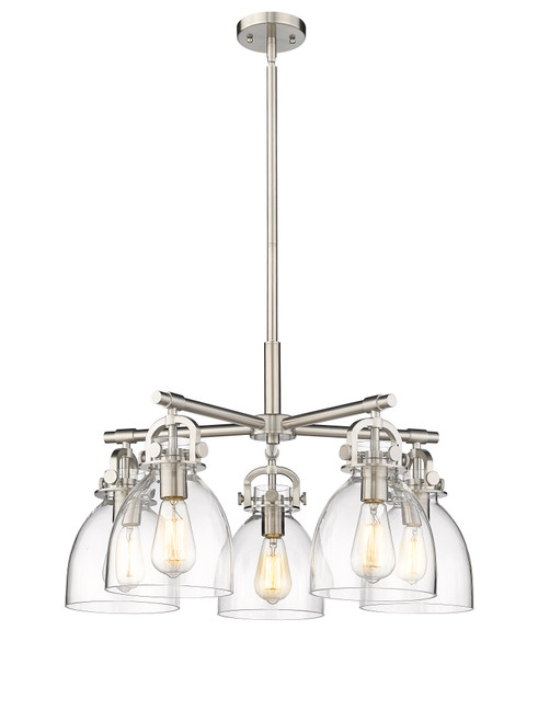 INNOVATIONS 410-5CR-SN-G412-7CL Newton Bell 5 26 inch Chandelier Satin Nickel