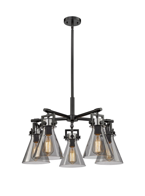 INNOVATIONS 411-5CR-BK-G411-7SM Newton Cone 5 26 inch Chandelier Matte Black