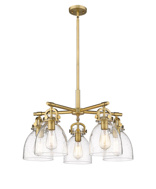 INNOVATIONS 410-5CR-BB-G412-7SDY Newton Bell 5 26 inch Chandelier Brushed Brass