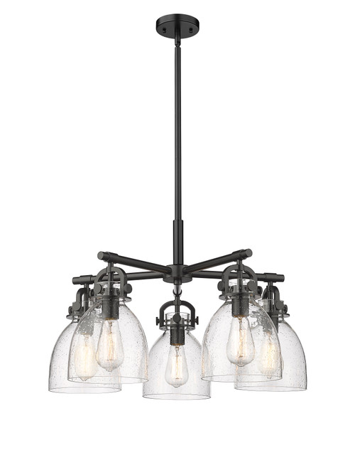INNOVATIONS 410-5CR-BK-G412-7SDY Newton Bell 5 26 inch Chandelier Matte Black