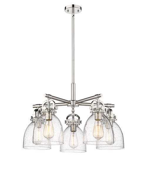 INNOVATIONS 410-5CR-PN-G412-7SDY Newton Bell 5 26 inch Chandelier Polished Nickel