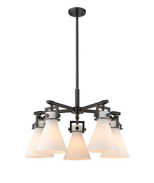 INNOVATIONS 411-5CR-BK-G411-7WH Newton Cone 5 26 inch Chandelier Matte Black