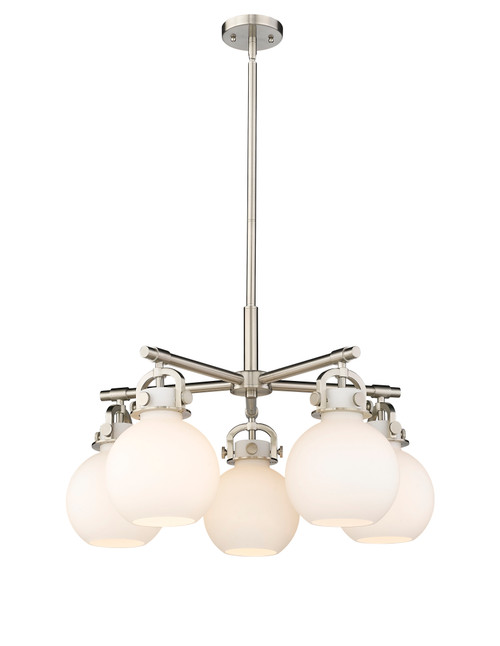 INNOVATIONS 410-5CR-SN-G410-7WH Newton Sphere 5 26 inch Chandelier Satin Nickel