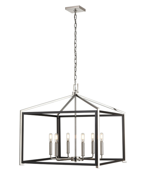 INNOVATIONS 376-6CR-BPN-24 Wiscoy 6 24 inch Chandelier Black Polished Nickel