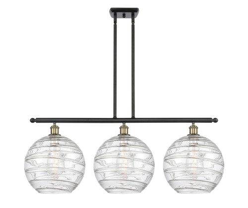 INNOVATIONS 516-3I-BAB-G1213-12 Deco Swirl 3 Light 36 inch Island Light Black Antique Brass