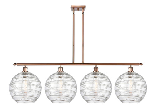 INNOVATIONS 516-4I-AC-G1213-12 Deco Swirl 4 Light 48 inch Island Light Antique Copper