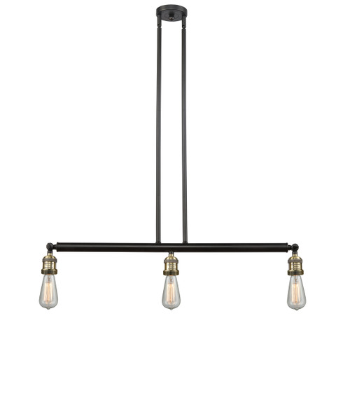 INNOVATIONS 213-BAB-LED Bare Bulb 3 Light Island Light part of the Franklin Restoration Collection Black Antique Brass INNOVATIONS 213-BAB-LED Bare Bulb 3 Light Island Light part of the Franklin Restoration Collection Black Antique Brass
