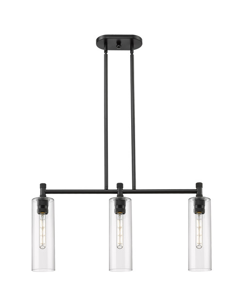 INNOVATIONS 434-3I-BK-G434-12CL Crown Point 3 30.5 inch Island Lighting Matte Black