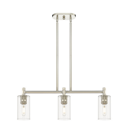 INNOVATIONS 434-3I-PN-G434-7CL Crown Point 3 30.5 inch Island Lighting Polished Nickel