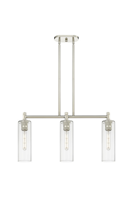 INNOVATIONS 434-3I-PN-G434-12CL Crown Point 3 30.5 inch Island Lighting Polished Nickel