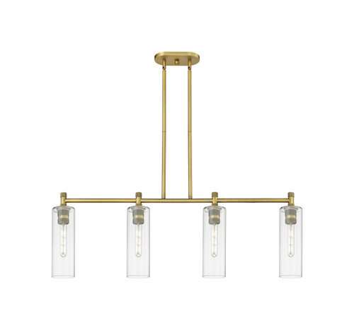 INNOVATIONS 434-4I-BB-G434-12CL Crown Point 4 43.75 inch Island Lighting Brushed Brass