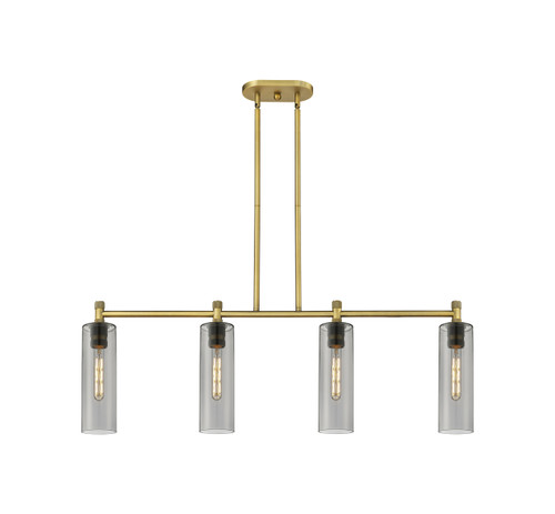 INNOVATIONS 434-4I-BB-G434-12SM Crown Point 4 43.75 inch Island Lighting Brushed Brass INNOVATIONS 434-4I-BB-G434-12SM Crown Point 4 43.75 inch Island Lighting Brushed Brass