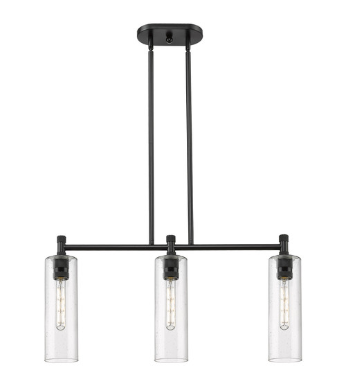 INNOVATIONS 434-3I-BK-G434-12SDY Crown Point 3 30.5 inch Island Lighting Matte Black