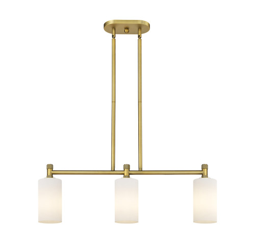 INNOVATIONS 434-3I-BB-G434-7WH Crown Point 3 30.5 inch Island Lighting Brushed Brass