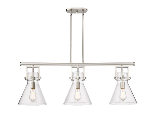 INNOVATIONS 411-3I-SN-G411-10CL Newton Cone 3 41.5 inch Island Lighting Satin Nickel