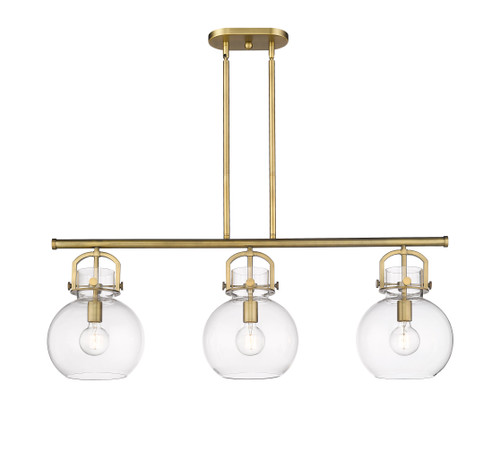 INNOVATIONS 410-3I-BB-G410-10CL Newton Sphere 3 41.5 inch Island Lighting Brushed Brass