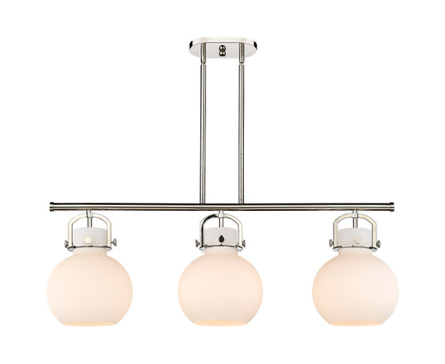 INNOVATIONS 410-3I-PN-G410-10WH Newton Sphere 3 41.5 inch Island Lighting Polished Nickel