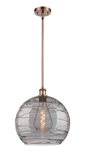INNOVATIONS 516-1S-AC-G1213-14SM Deco Swirl 1 Light 13.75 inch Pendant Antique Copper