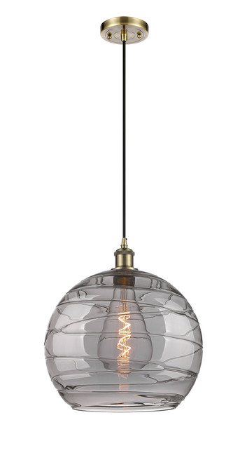 INNOVATIONS 516-1P-AB-G1213-14SM Deco Swirl 1 Light 13.75 inch Pendant Antique Brass
