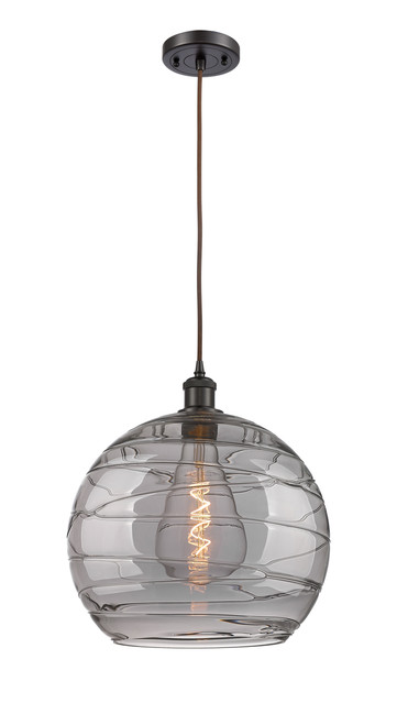 INNOVATIONS 516-1P-OB-G1213-14SM Deco Swirl 1 Light 13.75 inch Pendant Oil Rubbed Bronze