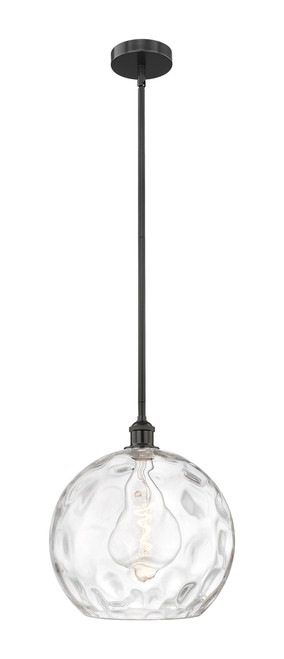 INNOVATIONS 616-1S-BK-G1215-14 Athens Water Glass 1 Light 13.75 inch Pendant Matte Black