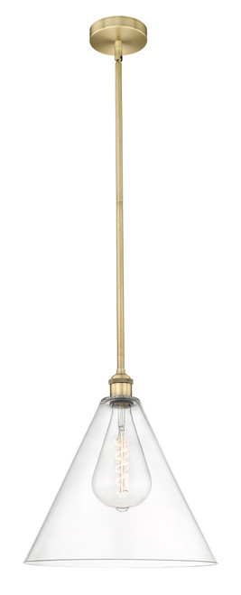 INNOVATIONS 616-1S-BB-GBC-162 Edison Cone 1 Light 16 inch Pendant Brushed Brass
