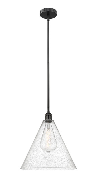 INNOVATIONS 616-1S-BK-GBC-164 Edison Cone 1 Light 16 inch Pendant Matte Black