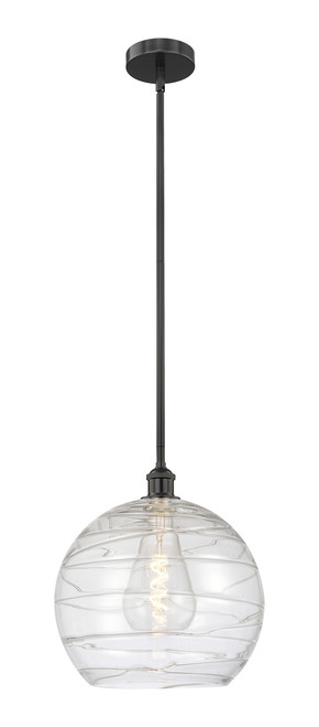 INNOVATIONS 616-1S-BK-G1213-14 Athens Deco Swirl 1 Light 13.75 inch Pendant Matte Black