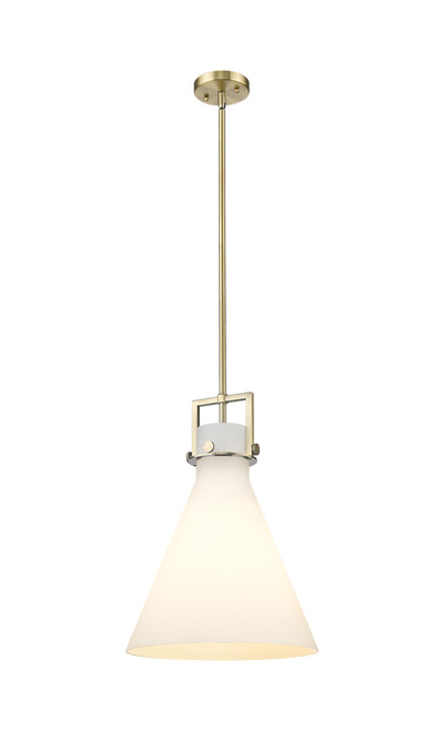 INNOVATIONS 411-1SL-BB-G411-14WH Newton Cone 1 14 inch Pendant Brushed Brass