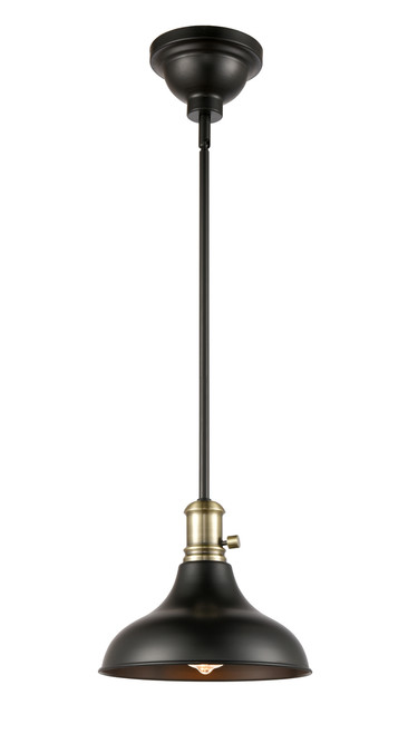 INNOVATIONS 443SW-1S-BAB-M15BK-LED Metro 1 Light 10 inch Pendant With Switch Black Antique Brass