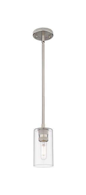INNOVATIONS 434-1S-SN-G434-7CL Crown Point 1 4.5 inch Pendant Satin Nickel INNOVATIONS 434-1S-SN-G434-7CL Crown Point 1 4.5 inch Pendant Satin Nickel
