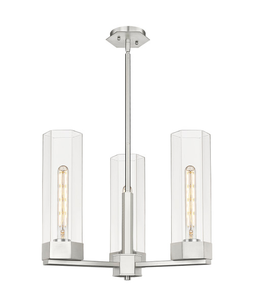 INNOVATIONS 427-3CR-SN-G427-14CL Claverack 3 21.625 inch Pendant Satin Nickel INNOVATIONS 427-3CR-SN-G427-14CL Claverack 3 21.625 inch Pendant Satin Nickel