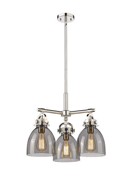 INNOVATIONS 410-3CR-PN-G412-7SM Newton Bell 3 20.625 inch Pendant Polished Nickel