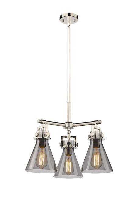 INNOVATIONS 411-3CR-PN-G411-7SM Newton Cone 3 20.625 inch Pendant Polished Nickel
