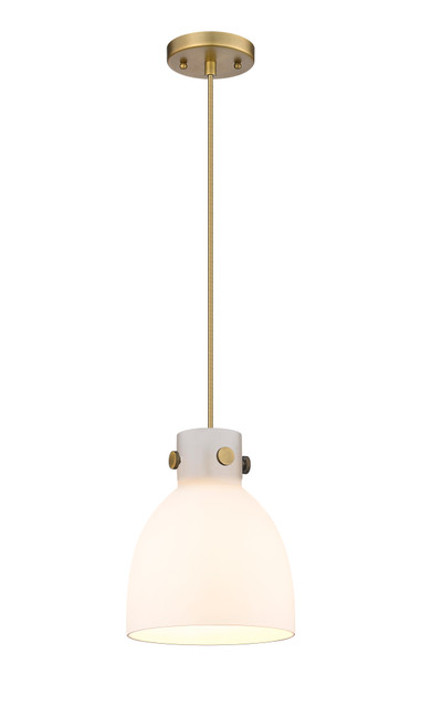 INNOVATIONS 410-1PS-BB-G412-8WH Newton Bell 1 8 inch Pendant Brushed Brass