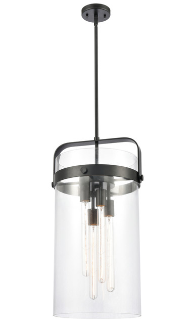 INNOVATIONS 413-4SL-BK-G413-4S-12CL Pilaster 4 12 inch Pendant Matte Black INNOVATIONS 413-4SL-BK-G413-4S-12CL Pilaster 4 12 inch Pendant Matte Black