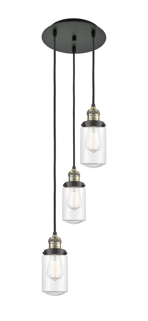 INNOVATIONS 113F-3P-BAB-G312 Dover 3 Light Multi-Pendant part of the Franklin Restoration Collection Black Antique Brass