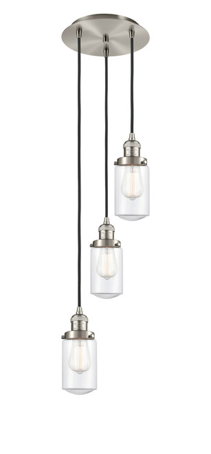 INNOVATIONS 113F-3P-SN-G312 Dover 3 Light Multi-Pendant part of the Franklin Restoration Collection Brushed Satin Nickel