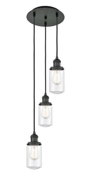 INNOVATIONS 113F-3P-BK-G312 Dover 3 Light Multi-Pendant part of the Franklin Restoration Collection Matte Black