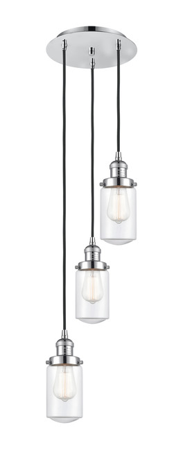 INNOVATIONS 113F-3P-PC-G312 Dover 3 Light Multi-Pendant part of the Franklin Restoration Collection Polished Chrome