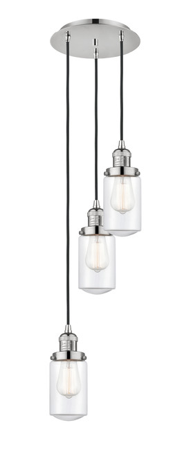 INNOVATIONS 113F-3P-PN-G312 Dover 3 Light Multi-Pendant part of the Franklin Restoration Collection Polished Nickel