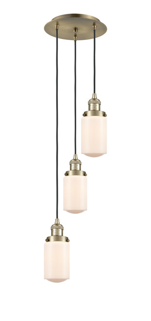 INNOVATIONS 113F-3P-AB-G311 Dover 3 Light Multi-Pendant part of the Franklin Restoration Collection Antique Brass